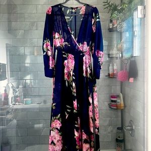 Fun floral dress with some sheer and built in slip underneath.
